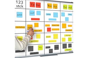 ‎ATWAM ATWAM - 123 Beschreibbare Magnete - Zubehör MEGA Set - 4 Verschiedene Größen - 6 Magnetstreifen Beschreibbar - Für Whiteboard, Magnettafel, Magnetwand & Kühlschrank