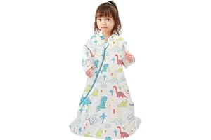 TURMIN Newborn Winter Sleeping Bag Kids Swaddle Transition Sleeping Bag Organic Cotton Wearable Blanket Unisex Boys Girls Plush Wrap Baby Clothes, Dinosaur, L