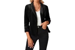 MINTLIMIT Femme Casual Blazer Velours Manche 3/4 Bureau Affaires Jackets Élégant Cardigan Blouson Jacket Veste De Costume
