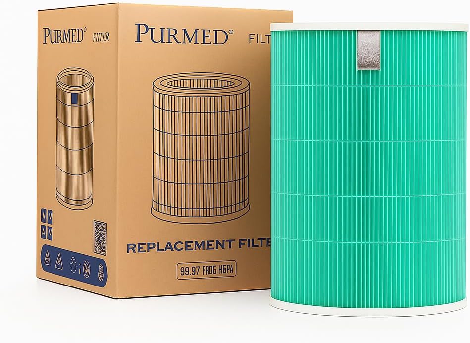 Purmed Xiaomi Smart Air Purifier 4 Uyumlu Yedek Filtre Seti – Antibakteriyel Yeşil HEPA Filtre + Değiştirilebilir İç Karbon Filtre | Çift Filtreli Hava Temizleyici Yedek Parça