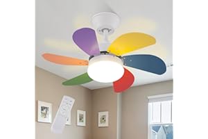 Homefire Ventilatore a soffitto con telecomando Silenzioso - Luce a soffitto 6 pale Ø75cm Luce a soffitto temporizzata Ventilatore a soffitto Estate/Inverno Camera da letto Sala da pranzo/legno