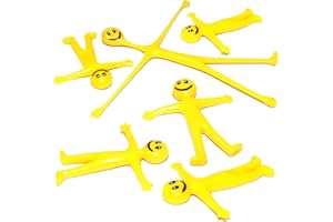 SHATCHI Yellow 20Pk Stretchy Bag Fillers for Kids Birthday Party Unisex Strechy Smile Men Toys Ideal for Classroom Gifts Lucky Dip Prizes Giveaways Pinata Stocking Favours for Boys & Girls, 20Pcs