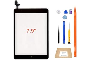 JPUNG Reemplazo de pantalla táctil para iPad Mini 1/iPad Mini 2, montaje de pantalla táctil digitalizador, con botón de inicio (incluye chip IC), kit de reparación completo
