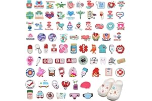 BORISCA 40/82 PCS Nurse Doctor Accesorios para Shoes, DIY Sandalia Decoraciones PVC Pin Crocs Waterproof Adornos Medical Care Series Coloured Unisex Decoracion para Zuecos, Pines para Crocs Enfermeria