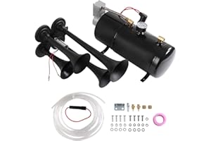 LDMINDA 150DB 4 Trumpet Train Horns kit Super Loud Air Horn with 150 PSI 12V Air Compressor Air Horn Compressor Tank For Any Vehicle Trucks Car Jeep Or SUV