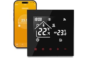 BEOK CONTROLS Termostato Wifi Caldaia,Termostato tuya compatibile con alexa e google Assistente,Controllo Vocale, Cronotermostato domestica Wifi Programmabile con Schermo LCD,3A TDR89B-WIFI-WPB Nero