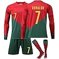 Portugal Football Kit for Kids,No.7 Football Training Long Sleeve Shirt,2024 Portugal Outdoor Sportswear Soccer Tracksuit for Boy and Adult