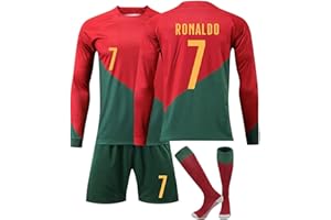 GENERIC Portugal Football Kit for Kids,No.7 Football Training Long Sleeve Shirt,2024 Portugal Outdoor Sportswear Soccer Tracksuit for Boy and Adult