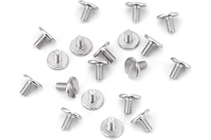 GLOGLOW 20 remaches de cabeza plana, tuerca de latón resistente, remaches de uñas, tornillos antioxidantes, suministros de reparación de manualidades, color plateado clásico, 5 mm