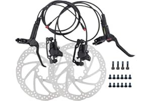 soonbuy Hydraulic Brake Set Kits, Electric Bicycle Double-piston Disc Brake, Power Cut Off Electric Bike Brake, Aluminum Alloy Power Off Oil Disc Brake 1 pair Oil brake+160mm disc x2