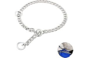 GLAUBLIEB Collares de Cadena para Perros Collar de Estrangulamiento de Acero Inoxidable 304 Fuerte Ajustable y Duradero para Perros Pequeños Medianos y Grandes para Entrenar Caminando(L)