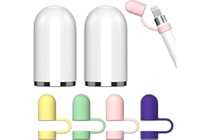 IJHYGD 2 PCS Tappi per Apple Pencil di 1 Generazione (2 Tappi Bianchi,4 Supporti per Tappi) Ipencil Magnetico, Tappo di Ricambio Magnetico e Tappo di Ricambio in Silicone Anti-Perdita