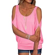PICKLION Maglietta Donna Spalle Scoperte, Scollo V, Maniche Corte, Top Estivo Casual Elegante