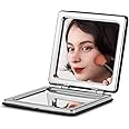 OMIRO Compact Mirror with 1x/3x Magnification, Square with PU Leather, Small Mirror for Purses, Daily Makeup (Classic Black)