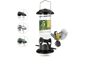 WILDTIER HERZ Mangeoire Oiseaux Exterieur en métal Inoxydable 23,5cm - Distributeur Graines Oiseaux I Mangeoire à Oiseaux Distributeur Suspendu Imperméable I Céréales Noir