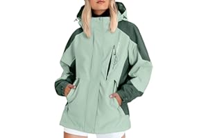 riou Cortavientos Mujer Impermeable Gabardina Chaquetas de Lluvia con Capucha Viento Portable Casual Abrigos Ligera Encapuchado Cortavientos Plegable Transpirable Cremallera Cazadoras Raincoat