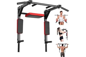 MOCOERL Barra di trazione 5 in 1 per montaggio a parete, stazione di dip per allenamento a casa, palestra, attrezzatura fitness, supporto per dip fino a 200 kg