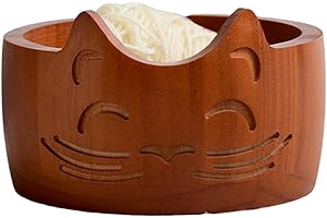 Wooden Yarn Bowl, Yarn Bowl, Knitting Bowl, Large Handmade Wool Bowl, Cat Ear-Shaped Storage Bowl for Wool, Knitting Yarn, Knitting and Crochet Projects, Prevents Tangling (Red)