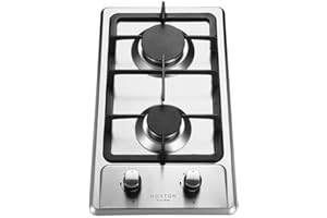 Noxton Fornello a Gas da Incasso Domino a 2 Fuochi a Gas in Acciaio Inossidabile KIT GPL FFD