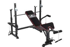Fitness Tech - Banco Multiestación - Reclinable para Press Banca y Sentadillas - Banco de Pesas Útil para Entrenamiento de Cuerpo Completo