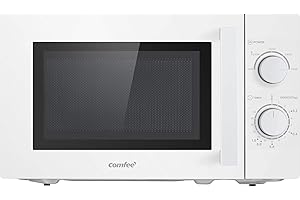 COMFEE' Comfee CMSN 20 wh Mikrowelle/Solo-Mikrowelle mit 5 Leistungsstufen/Innenbeleuchtung/easy Defrost/360°Drehteller/Zwei Drehregler/20L/700W/ Weiß