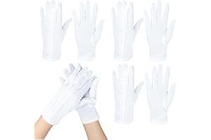Vidacharmy 3 Pares Guantes Blancos de Algodón de Nylon, Guantes de Esmoquin, Guantes Blancos de Etiqueta para uniforme de policía, guardia de honor, ropa formal, inspección, Desfile