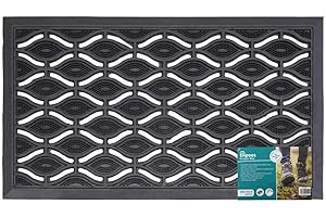 JVL Heavy Duty Rubber Elipse Eyes Design Floor Door Mat Suitable for Caravan, Home, Office, 40 x 70 cm