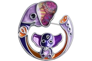 DUOWEI Broche de elefante de metal esmaltado brillante con diamantes de imitación elegantes de animales, alfiler de solapa, bufanda, ropa para mujeres, adolescentes, regalo