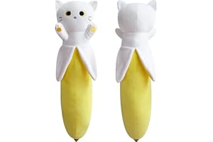 Yamepuia 21" Long Banana Cat Plushies Body Pillow Toys, Cute Long Cat Plush Toys, Kawaii Long Banana Cat Plush Yellow Cat Throw Pillow Gifts for Kids Boys Girls