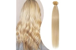 Elailite Extensiones Queratina 1g Pelo Natural 100% Remy Cabello Humano sin Clip U Tip Keratina 50 Mechas 50g - 40cm #613 Rubio Muy Claro