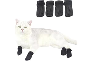 MEIAOBEST 4 scarpe anti-graffio per gatti, in rete regolabile, deterrenti per animali domestici, guanti per gatti e cani di piccola taglia, accessori per la toelettatura dei gatti, guanti per unghie, copertura