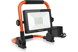 ‎MEIHUA MEIHUA 35W LED Baustrahler 3000LM LED Strahler Tragbar, IP66 Wasserdicht Arbeitsleuchte 3.5M Kabel Tragbares Licht Fluter mit Stecker 6500K Kaltweiß für Werkstatt Baustelle Garagenlicht