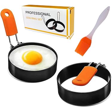 Anneaux à œufs Antiadhésifs - Lot De 4 - Inox Alimentaire Pour œufs Parfaits, Crêpes & Burgers - Facile à Nettoyer - 10