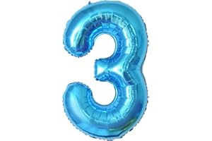 MACLUNAR Number Balloons 3,Blue 3 Balloon 40 Inch Giant Helium Foil Number Balloons for Boys Girls Party Decor Birthday Anniversary Graduation Party Decorations Supplies