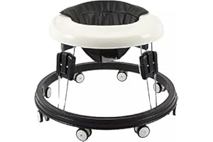 BLENDRA Baby Walker, Portable Push Along Walker with 9 Levels Adjustable,-PU Seat,Silent Rubber Universal Wheel,Foldable Baby Walkers for Toddlers