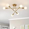 Forrio® Semi Flush Mount Ceiling Light,6-Light E27 Base Industrial Chandelier Modern Sputnik Chandelier for Bedroom Farmhouse Living Room Kitchen Cafe - Golden