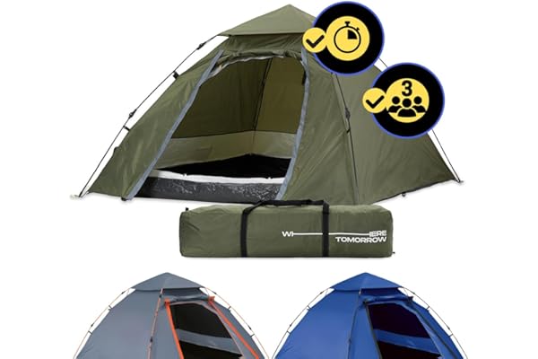 Lumaland Tente de Camping Pop-up | Tente dôme pour 2 à 3 Personnes 215 x 195 x 120 cm | Tente Igloo 4 Saisons | Tente de Trekking et Festival | Léger, étanche et Robuste | Montage Simple, Rapide