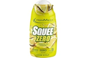 IronMaxx SqueeZero - Lemon Ice Tea 65ml Jarabe | Sabor refrescante para 8 litros | Sin azúcar y sin calorías en 100 ml de bebida lista para consumir