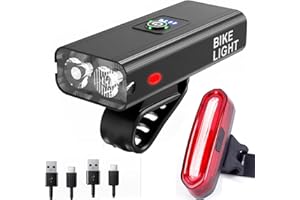 CONSTEFIRE Luce Bici Anteriore e Posteriore Ricaricabile USB potente,Luci Bicicletta LED 2400 Lumen,Alluminio LED Luce Bicicletta Anteriore, 6 modalità & Impermeabile con Luminoso Luce Posteriore Bici