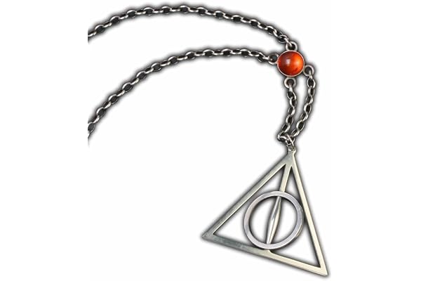 Harry Potter Xenophilius Lovegood's Deathly Hallows Necklace - 20in (51cm) Silver Chain with Collector's Display - Officially Licensed