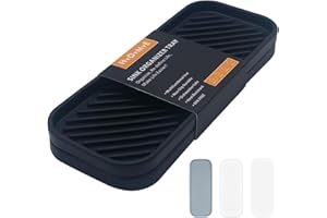 HvOvMvE Silicone Organizer Tray, Soap and Sponge Holder for Kitchen Sink, Bathroom - Storage Tray for Dish Brush, Soap Dispenser, Dishwashing Accessories- 2 Pack (Black)