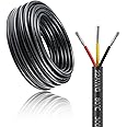 22awg 3 * 0.3mm² Electrical Wire, 100FT Black PVC Case Stranded Low Voltage LED Cable, 22AWG 3core Tinned Copper Hookup Wire, Flexible Extension Power Cord for LED Strips Lamp Lighting
