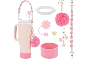 INSANYJ Stanley Cup Accessoires Lot de 7 Pièces, Accessoires pour Stanley Cup, Incluses Embouts de Couverture de Paille pour Stanley Cup pour le Gobelet Stanley de 800ml-1100ml (Rose)