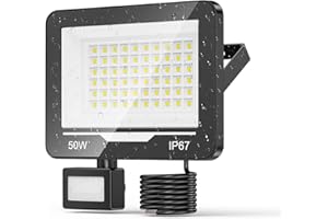 TOPAUBUB LED Strahler mit Bewegungsmelder Außen 50W 1 Stücke - 5000LM LED mit Bewegungsmelder,6500K IP67 LED Scheinwerfer LED Fluter mit Bewegungsmelder, Außenleuchte mit bewegungsmelder für Garten
