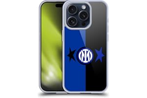 Head Case Designs Licenza Ufficiale Inter Milan Nero & Blu IM 2Stars Custodia Cover in Morbido Gel Compatibile con Apple iPhone 15 PRO