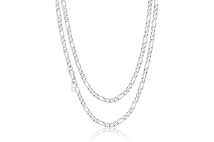 Suplight Chaîne Homme Maille Figaro 1+3 Acier Inoxydable-Largeur 4/6/9mm- Chaine Figaro pour homme femme Taille 46/51/56/61/66/71/76cm