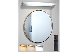 BrightArk LED Bathroom Mirror Light with Remote & Pull Cord Switch - 7W Dimmable, IP44 Waterproof, 3 Color Temperatures, 46cm x 7.6cm