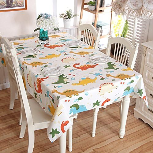 Tablecloth Cotton Thicken Personality Cartoon Dinosaur Children's Room Cover Towel Active Coffee Table Tablecloth Tablecloth,White-110*170cm