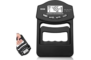 AKVIL Digitaler Handkraftmessgerät, Schwarz 396lb/180Kg Hand Dynamometer mit USB-Ladekabel Grip Strength Trainer Elektronische Griffkraft Messgerät LED Display Grip Strength Trainer Kraftmesser