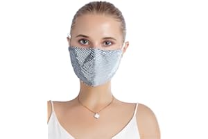 Yimidear Erwachsene Mundschutz Bling Pailletten Wiederverwendbarer und Waschbarer Staubschutz Mit 2 Aktiv Kohle Filter für Laufen, Radfahren und Aktivitäten